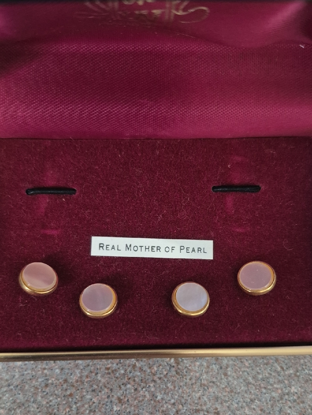 Mother of Pearl Gold-Trim Cuff Links, Wever, Never Used